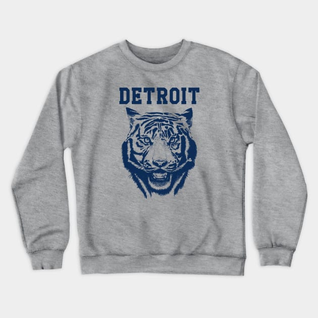 Tiger from Detroit Blue Crewneck Sweatshirt by bens black line art